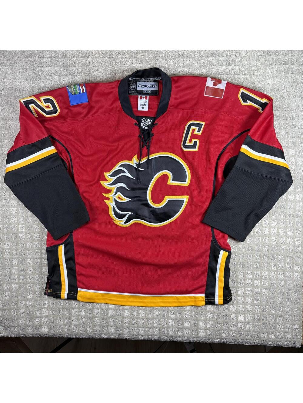 Jarome Iginla Reebok Calgary Flames Fight Strap Jersey 48